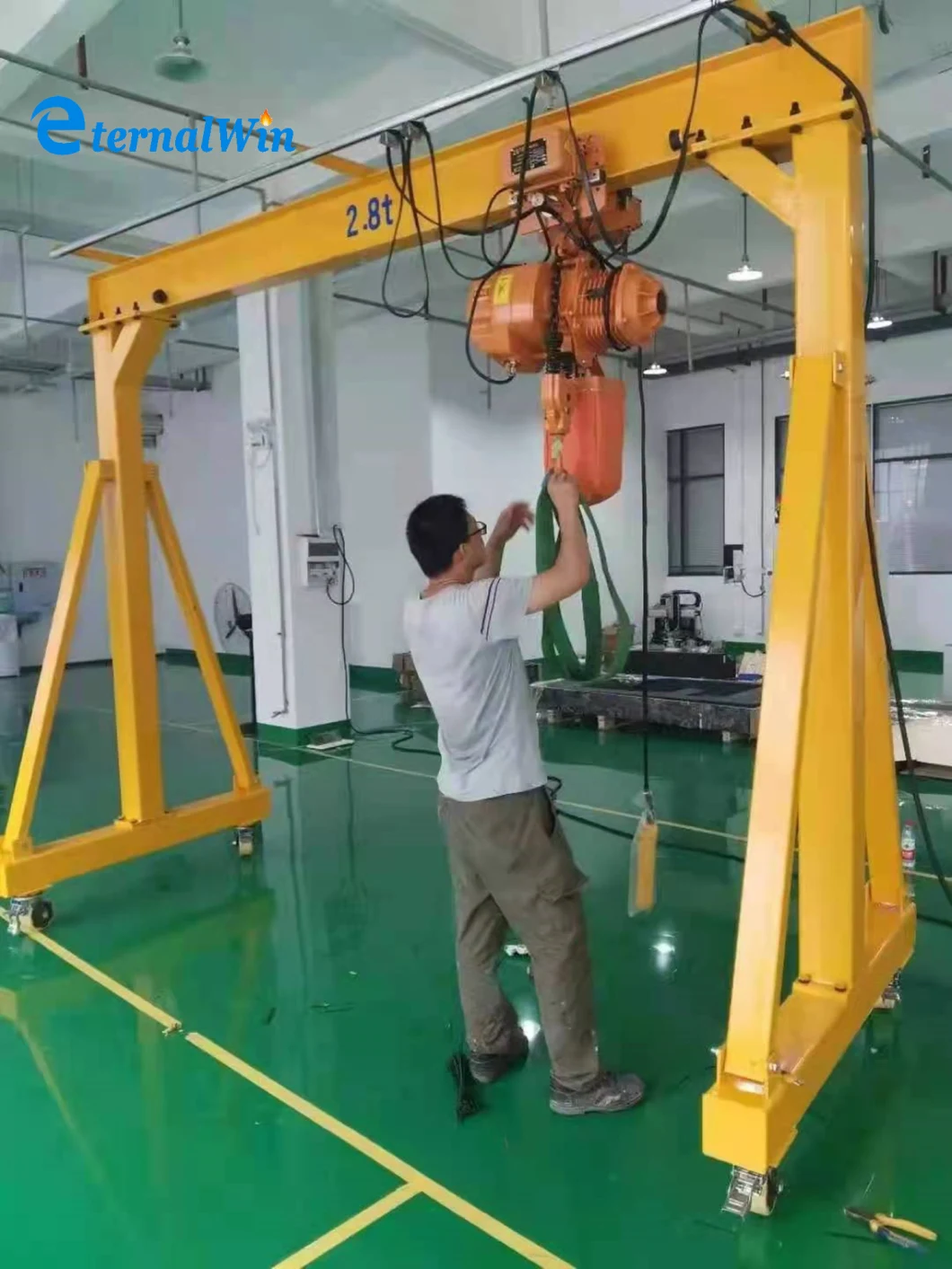 1000kg 2ton Aluminum Rubber Tyred Electric Hoist Motor Small Portable Gantry Crane Parts Trolley Price