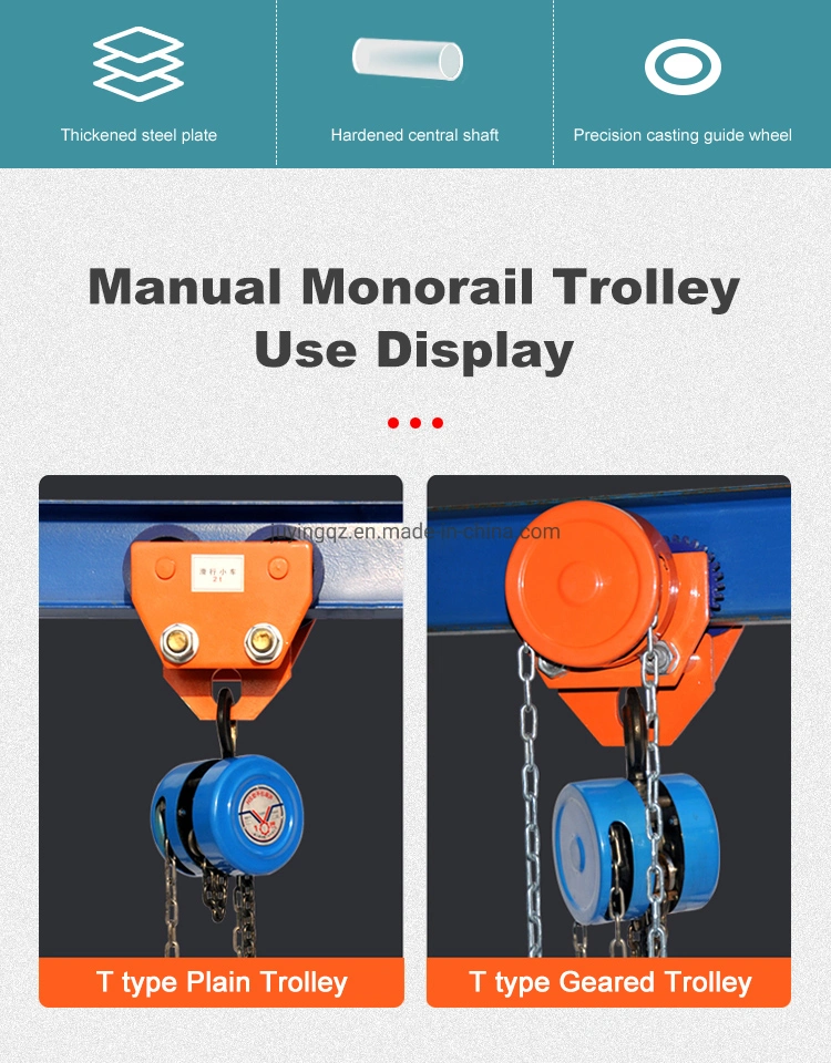 1 Ton 2 Ton 3 Ton 5 Ton Manual Hoist Beam Trolley